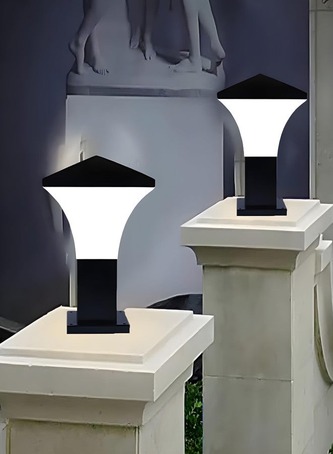 Twixle مصباح بوابة أسود لبوابة المنزل/مصباح بوابة/مصابيح بوابة خارجية مقاومة للماء/مصباح بوابة/مصابيح أعمدة بوابة خارجية للسلالم والحدود والأعمدة والحدائق (قاعدة لمبة E27) (فانتوم) (1، مع لمبة) - Image 3